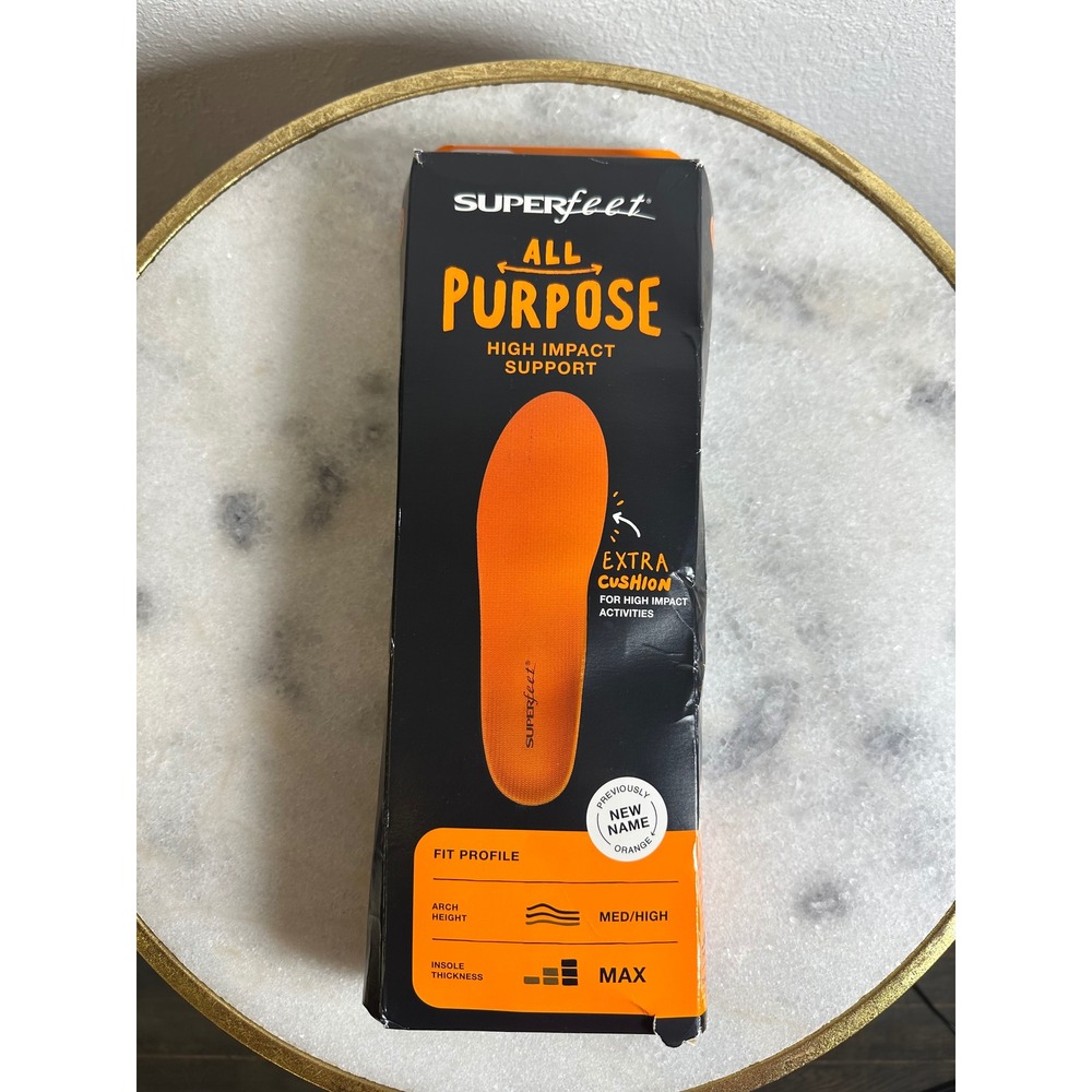 Superfeet All Purpose High Impact Support Orange Insoles High Arch Max Cushion